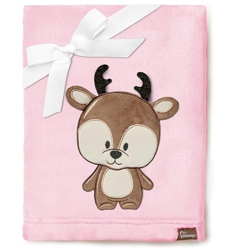 Be Mammy Warme Kuscheldecke Babydecke Blanket Baby Geschenk BE20-168 (Puderrosa - Hirsch) von Be Mammy
