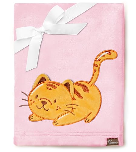 Be Mammy Warme Kuscheldecke Babydecke Blanket Baby Geschenk BE20-168 (Puderrosa - Katze) von Be Mammy