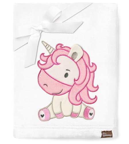 Be Mammy Warme Kuscheldecke Babydecke Blanket Baby Geschenk BE20-168 (Weiß - Einhorn) von Be Mammy