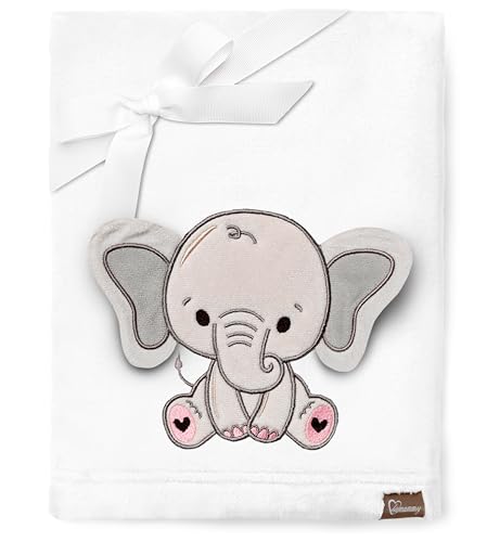 Be Mammy Warme Kuscheldecke Babydecke Blanket Baby Geschenk BE20-168 (Weiß - Elefant) von Be Mammy