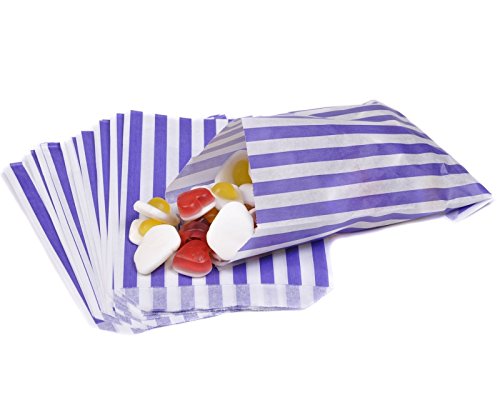 Süßigkeitenpapiertüten für Süßigkeiten-Buffet, gestreift, 12,7 x 17,8 cm, Violett, 100 Stück von Be Smart