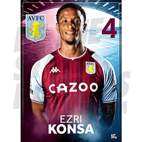 Be The Star Posters Aston Villa Konsa Headshot 21/22 Poster A3 – offiziell lizenziertes Poster von Be The Star Posters