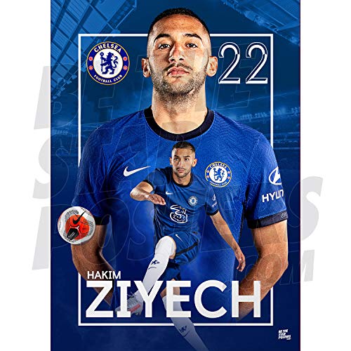 Be The Star Posters Chelsea FC 2020/21 Hakim Ziyech A2 Fußball-Poster/Druck/Wandkunst, offizielles Lizenzprodukt, erhältlich in den Größen A3 und A2 (A2), Blau von Be The Star Posters