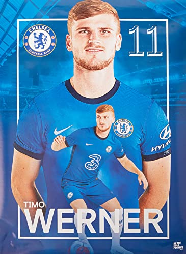 Be The Star Posters Chelsea FC 2020/21 Timo Werner A2 Fußball-Poster/Druck/Wandkunst, offizielles Lizenzprodukt, erhältlich in den Größen A3 & A2 (A2), Blau von Be The Star Posters