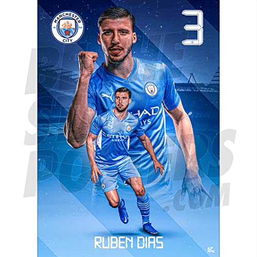 Be The Star Posters Man City FC Dias Action 21/22 Poster A2, offizielles Lizenzprodukt von Be The Star Posters