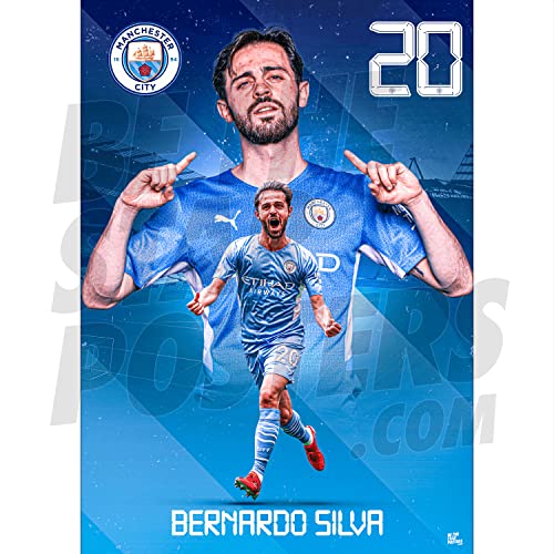 Be The Star Posters Man City FC Silva Action 21/22 Poster, A3, offizielles Lizenzprodukt von Be The Star Posters