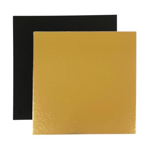 10 Quadratische Tortenböden - 20x20 cm - Gold und Schwarz Karton Ständer für Kuchen, Torten und Süßigkeiten von Be Your Packer