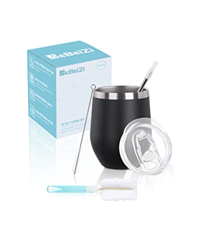 BeBeiZi Weinbecher Edelstahl, 350ml Stemless Weinbecher Mit Deckel Und Strohhalm, Vakuumisolierte Reisekaffeetasse für Cocktails, Coffee, Hochzeitsgeschenk, Geburtstag Frauen, DIY BeBeiZi Weinbecher Edelstahl, 350ml Stemless Weinbecher Mit Deckel Und Strohhalm, Vakuumisolierte Reisekaffeetasse für Cocktails, Coffee, Hochzeitsgeschenk, Geburtstag Frauen, DIY von BeBeiZi