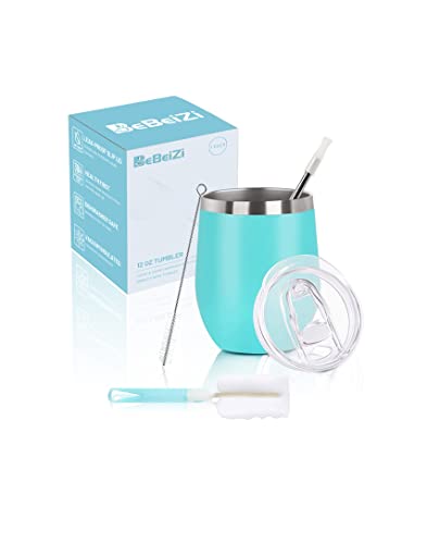 BeBeiZi Weinbecher Edelstahl, 350ml Stemless Weinbecher Mit Deckel Und Strohhalm, Vakuumisolierte Reisekaffeetasse für Cocktails, Coffee, Hochzeitsgeschenk, Geburtstag Frauen, DIY BeBeiZi Weinbecher Edelstahl, 350ml Stemless Weinbecher Mit Deckel Und Strohhalm, Vakuumisolierte Reisekaffeetasse für Cocktails, Coffee, Hochzeitsgeschenk, Geburtstag Frauen, DIY von BeBeiZi