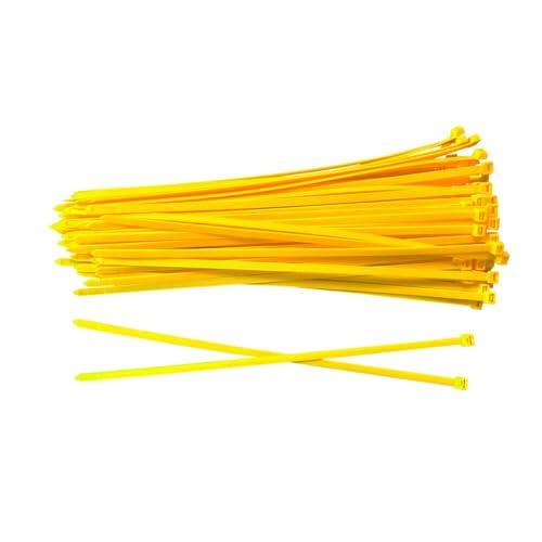 GELBE Kabelbinder 100 Stück - verschiedene Größen & Längen - Polyamid 6.6 - NEU - Made in der EU (3,6x200mm) von BeBo Technik