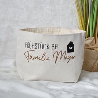 Geschenk Brotkorb Personalisiert Familienname | Geschenkidee Zum Einzug - Umzug Brötchenkorb Einzugsgeschenk "Frühstück Bei" Mit Namen von BeBonnieShop