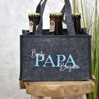 Männerhandtasche | Biertasche Sixpack Personalisiert Für Den Besten Papa Mit Namen Geschenk Zum Geburtstag Männer Flaschentasche von BeBonnieShop