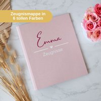 Personalisierte Zeugnismappe | Herz Und Dem Namen Des Kindes Leinen Einband Geschenkidee Zum Schulstart - Geschenk Zur Einschulung Rosa von BeBonnieShop