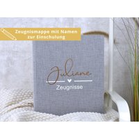 Personalisierte Zeugnismappe | "Herz" Und Dem Namen Des Kindes Leinen Einband Geschenkidee Zum Schulstart - Geschenk Zur Einschulung von BeBonnieShop