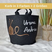 Strickkorb Mit Namen Aus Filz | Geschenk "Uroma" Aufbewahrung Für Wolle Utensilo Zum Stricken Oder Häkeln von BeBonnieShop