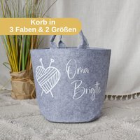 Strickkorb Mit Namen Und Herz Aus Filz | Aufbewahrung Für Wolle Utensilo Zum Stricken Oder Häkeln Geschenkidee von BeBonnieShop