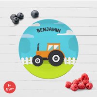 Kinderteller Personalisiert Traktor - Geschenk Zur Taufe Oder Einschulung Mit Namen, Outdoor & Camping Teller Kinderteller Personalisiert Traktor - Geschenk Zur Taufe Oder Einschulung Mit Namen, Outdoor & Camping Teller von BeBravePersonalized