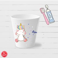 Zahnputzbecher Personalisiert Einhorn - Zahnbecher, Kindergarten Becher Mit Namen, Kita Becher von BeBravePersonalized