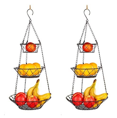 BeBuy24 Hänge Etagere - 76 cm Küchenampel für mehr Platz Obstkorb hängend - Obst Hängekorb Küche - Obstschalen zum Aufhängen 1 Stück von BeBuy24