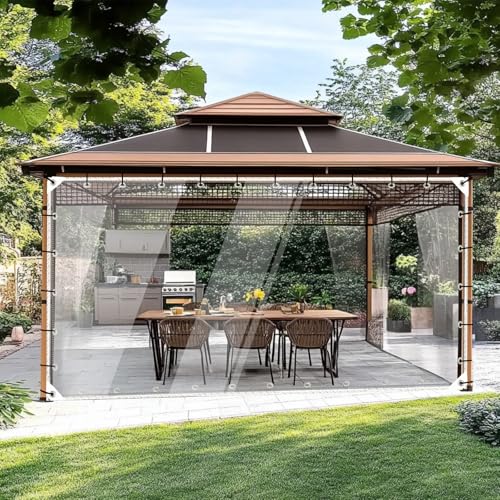 BeGrit 2m x 4m Transparente Plane mit ösen 430gsm wasserdichte PVC Durchsichtige Plane Balkon Regenschutz Ohne Bohren Windschutz Abdeckplane Terrasse für Pavillon Gartenmöbel Hutch Dach Camping von BeGrit