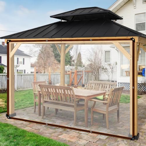 BeGrit 3M x 4M wasserdichte Transparente Plane mit Ösen Wetterfeste Plane Transparente Strapazierfähige Vordächer und Planen enthalten Spanngummi für Gartenmöbel Pflanzen Gewächshaus Pet Hutch Dach von BeGrit