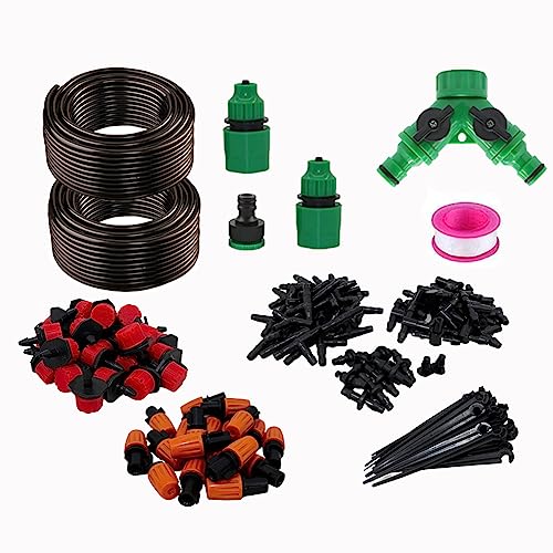 BeGrit Garten Bewässerungssystem DIY 30m Micro Drip Bewässerung Kit Terrasse Einstellbar Sprinkler Tropfchenbewässerung Kit Bewässerungssets Tropfbewässerung für Pflanzen Flower Bed Landschaft von BeGrit