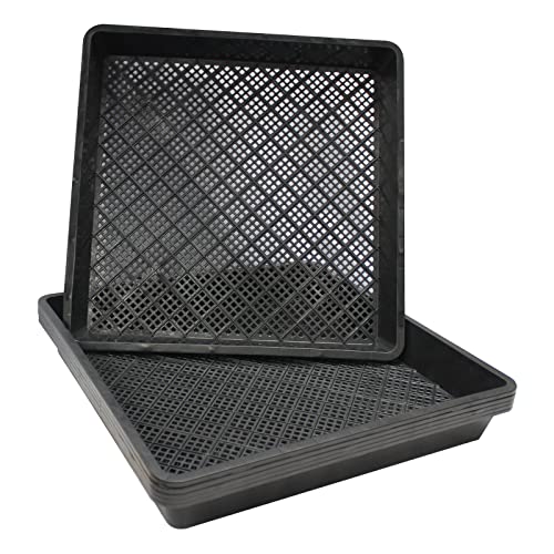 BeGrit Robuste Tropfschale 5 Stück Garten-Tablett Kunststoff-Keimerschale Quadratische Topfschale Für Pflanzensand Hydroponic Growbag Schwarz (42CM X 42CM X 5,5CM) von BeGrit