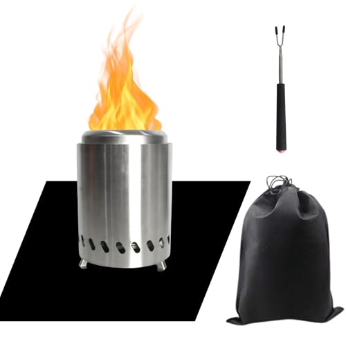 BeGrit Tisch-Feuerstelle, rauchfreie Mini-Feuerstelle für Outdoor-Camping, Terrasse & Hinterhof, Solo-Herdheizung mit Tisch-Feuerstellenmatte, Tragetasche von BeGrit