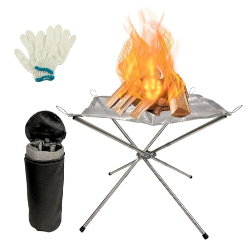 BeGrit Tragbare Feuerstelle für Camping, 41,9 cm, Holzfeuerstelle für draußen, 304 Edelstahlgeflecht, Outdoor-Feuerstelle für Grill, Lagerfeuer, Hinterhof, Garten, Terrasse (mit Tragetasche und BeGrit Tragbare Feuerstelle für Camping, 41,9 cm, Holzfeuerstelle für draußen, 304 Edelstahlgeflecht, Outdoor-Feuerstelle für Grill, Lagerfeuer, Hinterhof, Garten, Terrasse (mit Tragetasche und von BeGrit