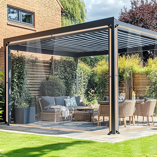 BeGrit PVC Plane Transparent mit ösen Durchsichtig Abdeckplane 2M X 2M Transparent Terrassen Windschutz Wetterfeste ReißFeste Plane Wasserdicht Terrassenplane für Außenbereich LKW Gartenmöbel von BeGrit