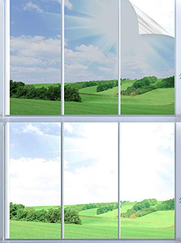Fafaherr Spiegelfolie Selbstklebend für Fenster Wärmeisolierung Sonnenschutzfolie Sichtschutz UV-Schutz Silber Fensterfolie (60 * 400) von Fafaherr