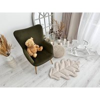 Eiche Blätterteppich Spielmatte Eichenblatt Form Matte Bio Baumwollstoff Sicher Für Babys Von Geburt Neutrale Farben Und Sicheres Material von BeNatureStore