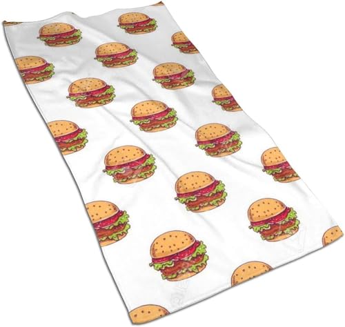 BeNtli Handtücher, Burger-Badetuch, Mikrofaser, weiche Gesichtshandtücher, 40 x 70 cm, für Badezimmer, Fitnessstudio von BeNtli