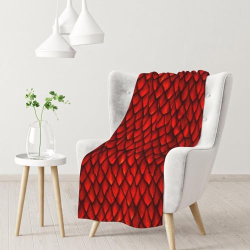 Decke, warme Flanelldecke/Decke, Bettüberwurf für Sofa, Büro, 102 x 76 cm,Rote Drachenschuppen von BeNtli