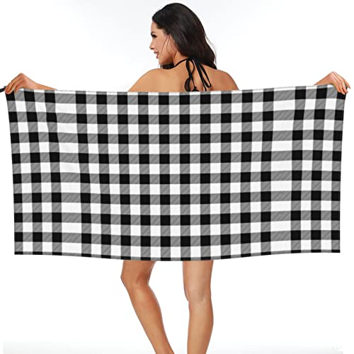 Strandtücher, schwarz-weiß kariert, Mikrofaser-Badetuch, schnell trocknende Stranddecke zum Schwimmen, Baden, Reisen, Spa Strandtücher, schwarz-weiß kariert, Mikrofaser-Badetuch, schnell trocknende Stranddecke zum Schwimmen, Baden, Reisen, Spa von BeNtli
