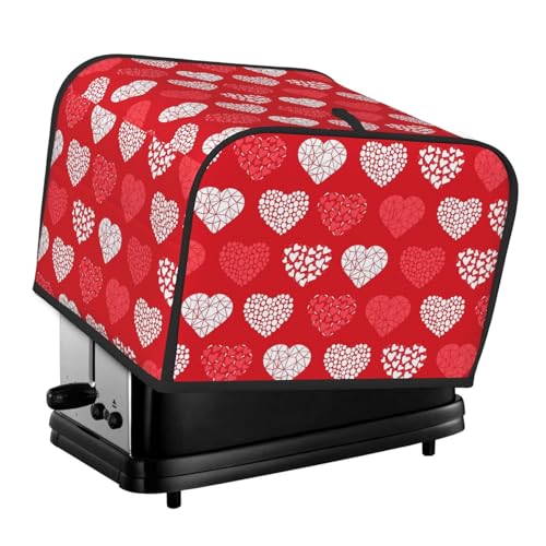 Toaster-Abdeckung, 4-Scheiben-Toaster-Staubschutzhülle, Brotbackautomaten-Abdeckung, Toaster-Ofen-Abdeckung, Rote und weiße Herzen und Liebe von BeNtli
