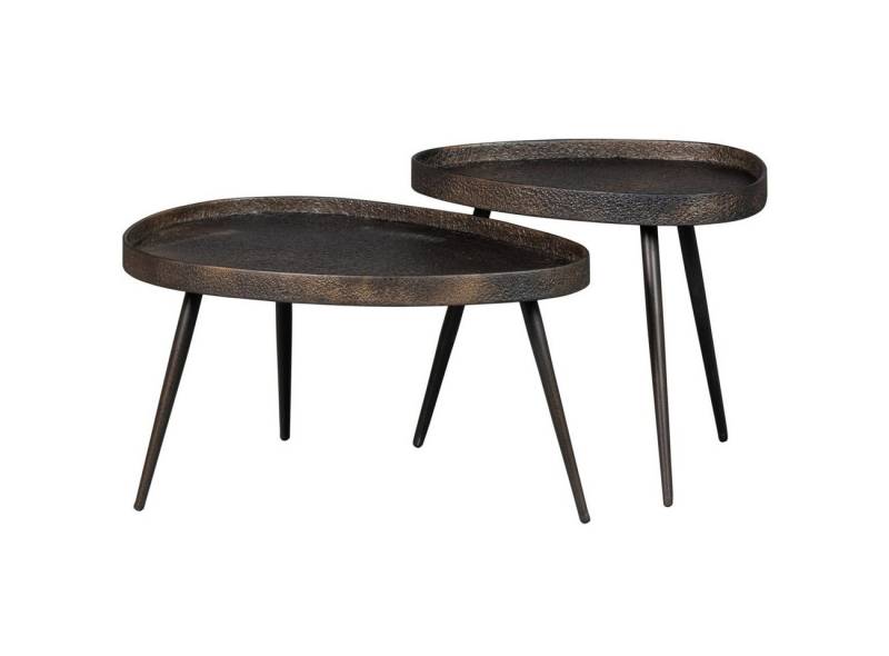 BePureHome Beistelltisch Crude 2er-Set aus Metall, Bronze von BePureHome