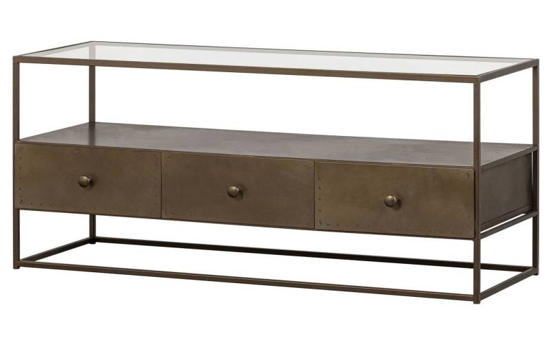 BePureHome TV-Schrank TV-Board Sideboard Depart Industrial Metall Gold Glas 115 von BePureHome