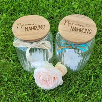 Vorratsglas „Nervennahrung" - 1000Ml Gravierter Akazienholz-Deckel „Geduldsfäden" Geschenk Für Lehrer, Pädagogen & Kollegen, Glas Nerven von BeStDesignGeschenke