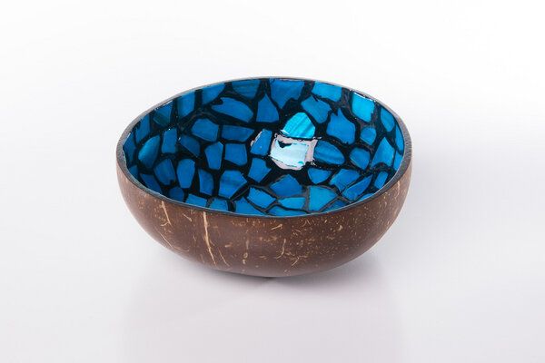 Bea Mely Perlmutt-Kokosnuss-Schale - Blau von Bea Mely