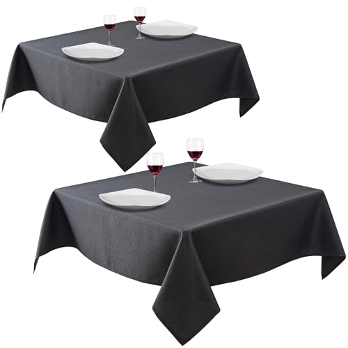Bea's Party Schwarze quadratische Tischdecke, 157 cm x 157 cm, quadratisches Wachstuch aus Stoff, waschbare Stofftischdecke, Tischdecke für Küche, Veranstaltungen, Gastgewerbe (2 Stück) von Bea's Party