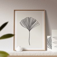 Ginkgo Umriss Giclée Print. Linie Kunstdruck von BeaAndWild