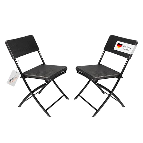 Beach & Pool Lemodo Klappstuhl 2er Set, Stühle mit Lehne und Sitzfläche in Rattan-Optik, robuster Gartenstuhl, mit 150kg belastbar von Beach & Pool