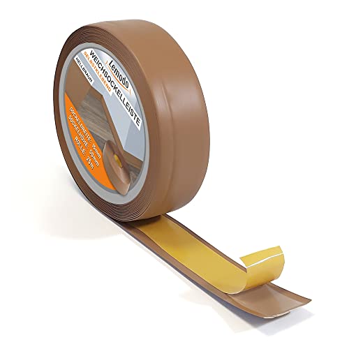 Sockelleiste LEMODO - 50 x 15 mm (Länge: 25 m, Farbe: hellbraun) - Fußleisten zuschneidbar – Weichsockelleiste selbstklebend aus PVC – Abschlussleiste Küchenarbeitsplatte, Bad, Arbeitsplatte etc. von Beach & Pool