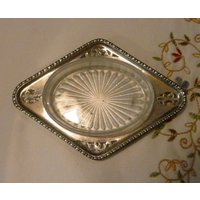 Vintage Butter Schale - Ausgeschnitten Silber Ton Tablett Mit Glas Gestempelt A & C O B Made in England E.p.n.s Perfekte Hostess Geschenk von BeachBreezeBoutique