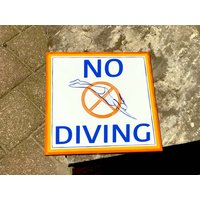 Schwimmbad-Zeichen, Attraktive Pool-Tiefenmarkierung Kein Tauchwand-Zeichen Sicherheit Im Außenbereich, Pool-Dekor, Flachwasserzeichen, Wählen Sie von BeachStudio7
