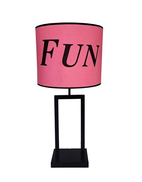 Beachbreak UNIKAT: Handgefertigter rosa Lampenschirm mit Print FUN upcycelt aus Segeltuch / Windsurfsegel. Mit Original-Features. Retro / Vintage von Beachbreak