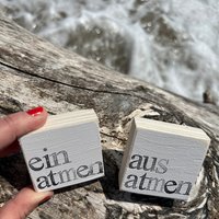 Holzschild Mit Spruch-Einatmen Ausatmen -Bundle- Kleines Mitbringsel - Textbilder Textplatten Unikate Achtsam Sein Positive Energie von Beachhouse70