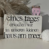 Holzschild Mit Spruch-Kleines Haus Am Meer-Einzigartige Geschenkidee-Meerliebe-Maritime Deko-Küstenliebe-Nachhaltige Deko-Einzigartig Unikat von Beachhouse70