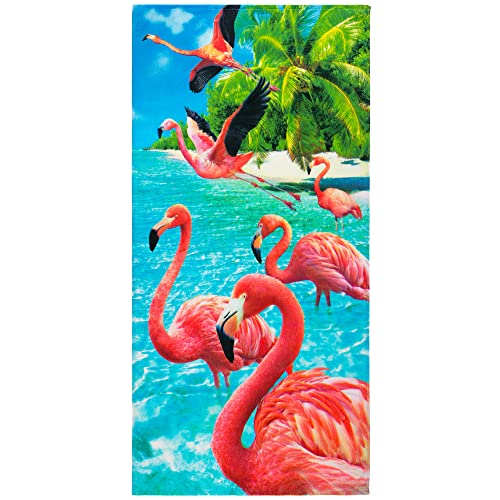 Beachland Flamingo Strandtuch, 76,2 x 152,4 cm, 100 % Baumwolle, Flamingos am Strand, ein Handtuch von Beachland